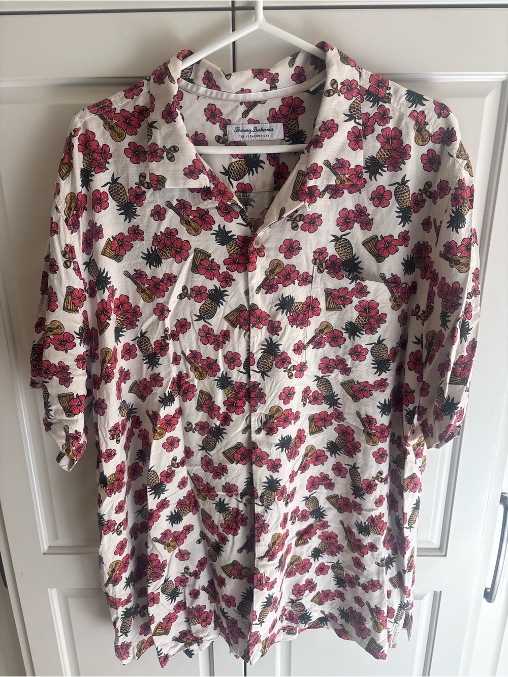 Tommy Bahama White Short-Sleeve Pineapple & Floral Camp Shirt xl